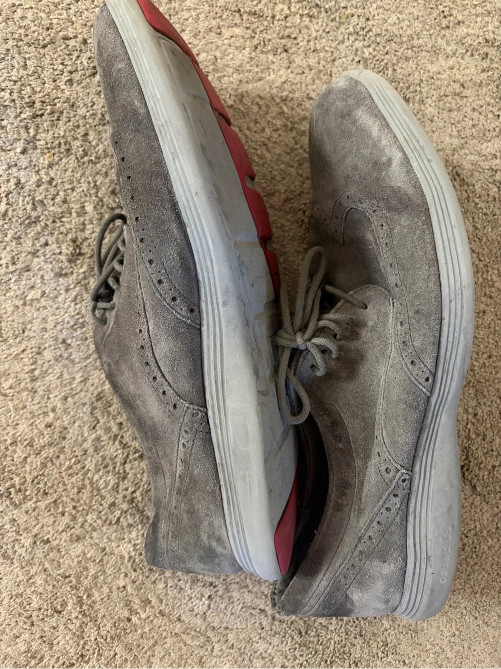 Cole Haan Men's Grey Suede Wingtip Derbys Sz 13M